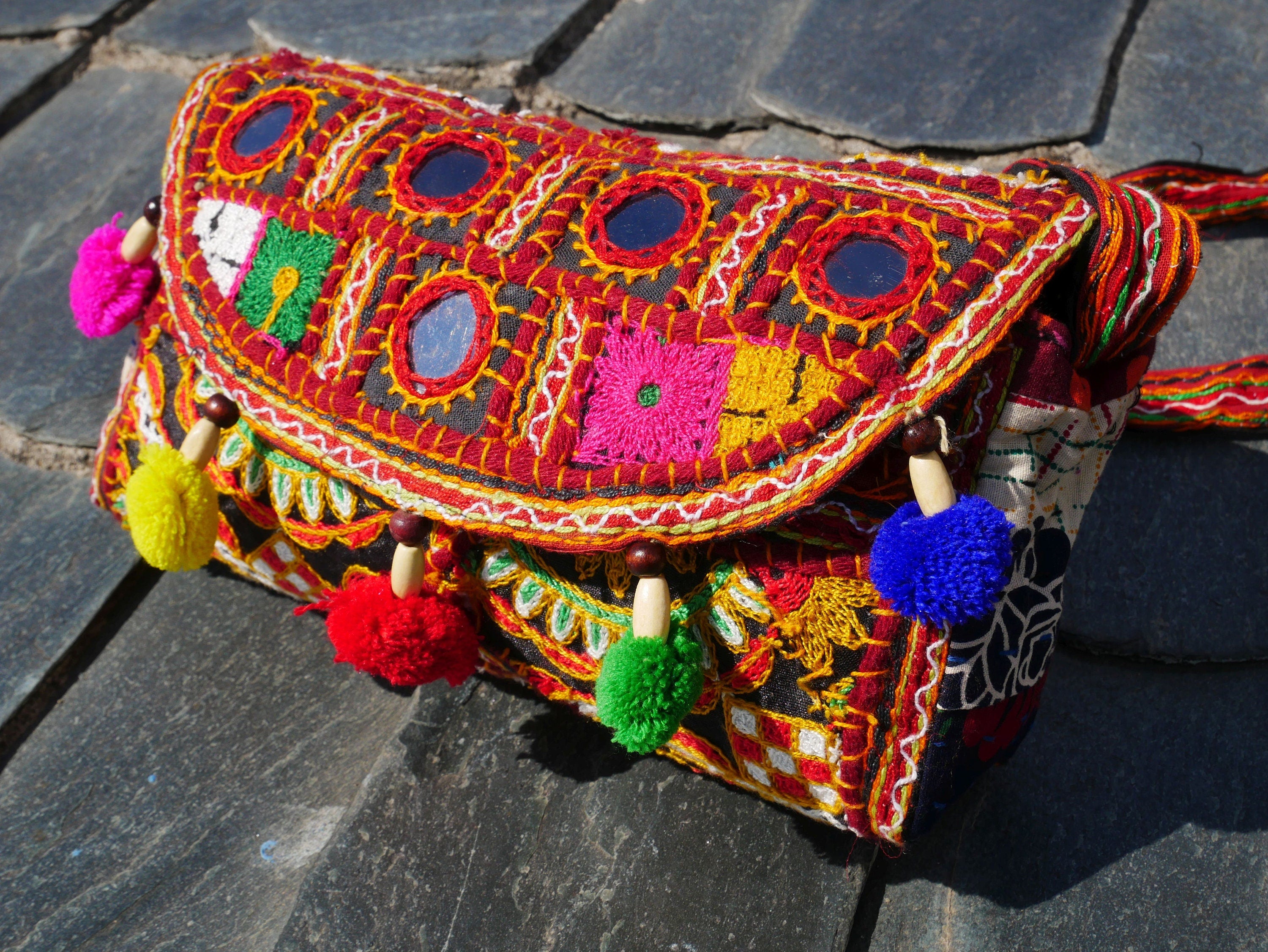 Hippie clutch bag - shoulder bag "Banjara" | Bohemian tribal bag - crossbody | Festival bag - boho gypsy bag | handmade hippie purse - The Shanti Home