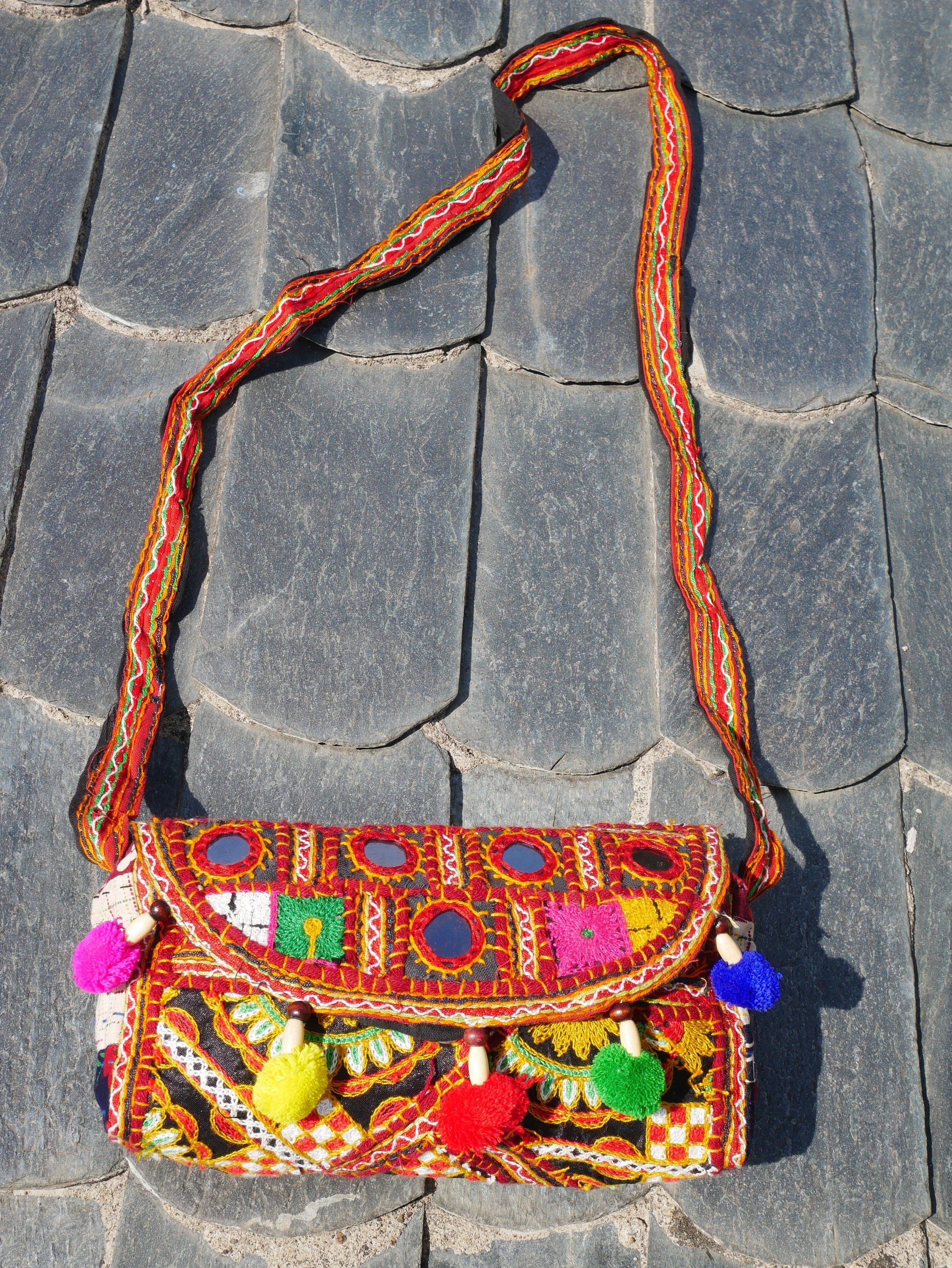 Hippie clutch bag - shoulder bag "Banjara" | Bohemian tribal bag - crossbody | Festival bag - boho gypsy bag | handmade hippie purse - The Shanti Home