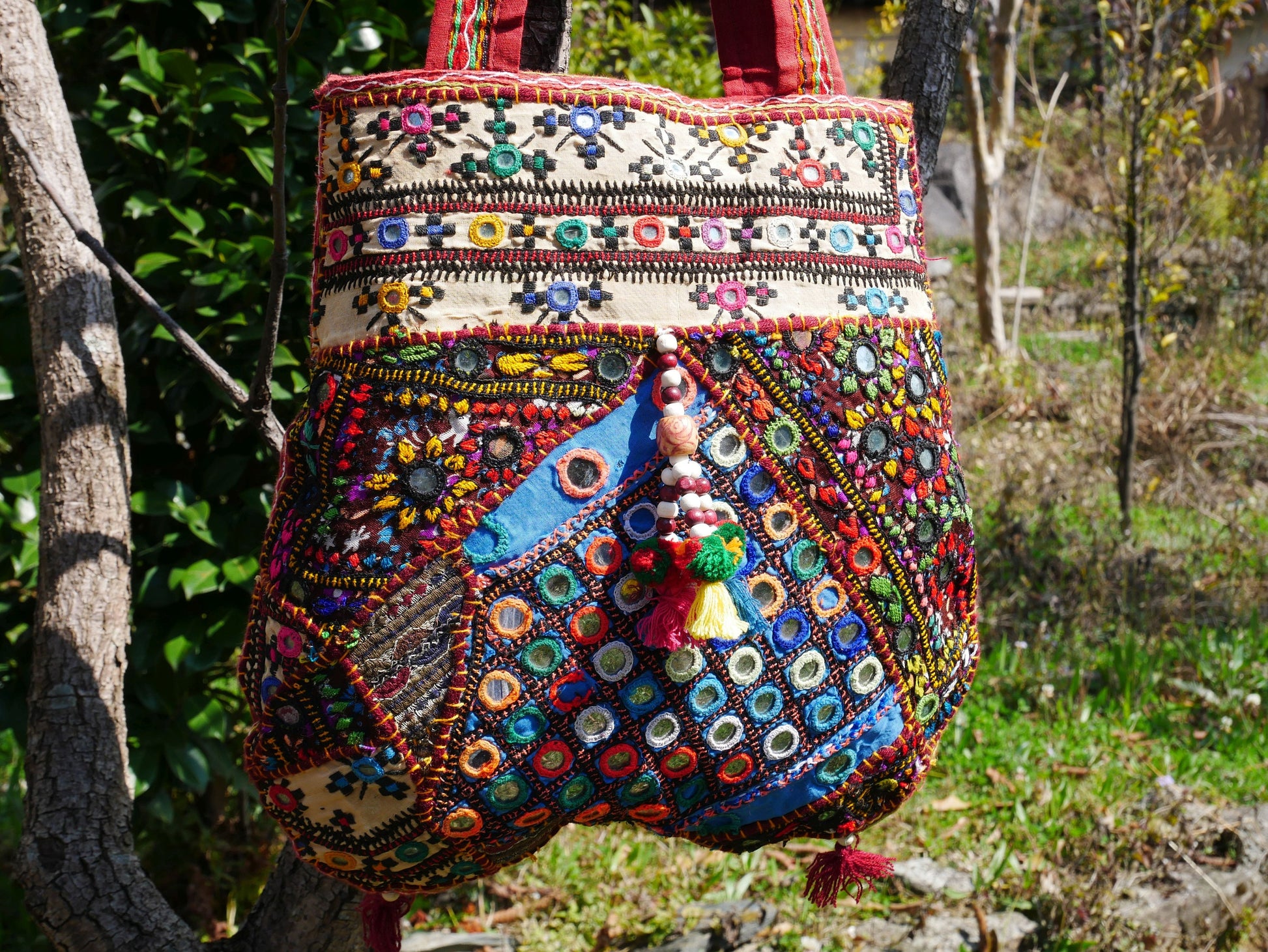 Handmade Multicolor Vintage Hand Embroidered Banjara Bag Boho Gypsy Bag  Tote Bag