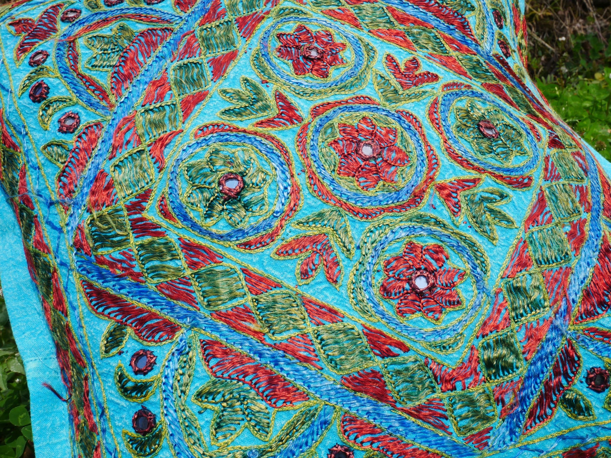 Embroidery pillow cover - turquoise throw pillow case - The Shanti Home
