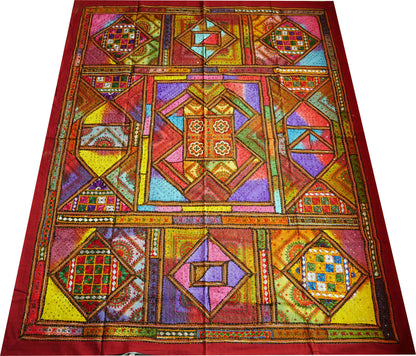 Boho bedding - embroidered bedspread | multicolor patchwork quilt | colorful Indian bedspread | bohemian hippie extra large wall decor - The Shanti Home