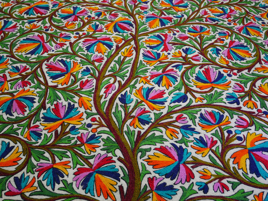 Großer Wollteppich "Lebensbaum" | Boho Teppich - Indischer Bodenteppich | traditionelles Namda aus Kaschmir | gefilzter Wollteppich 6x9 handgefertigte Stickerei