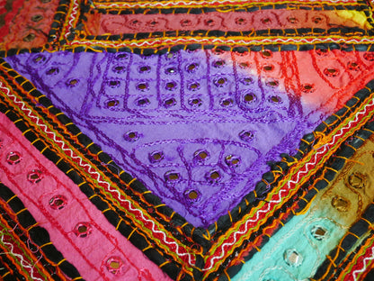 Boho bedding - embroidered bedspread | multicolor patchwork quilt | colorful Indian bedspread | bohemian hippie extra large wall decor - The Shanti Home