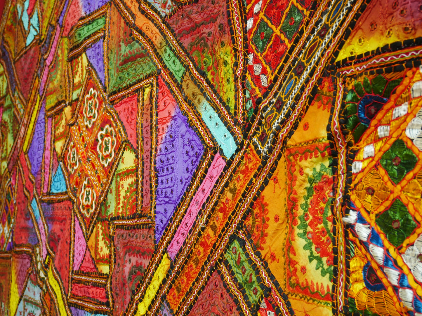 Boho bedding - embroidered bedspread | multicolor patchwork quilt | colorful Indian bedspread | bohemian hippie extra large wall decor - The Shanti Home