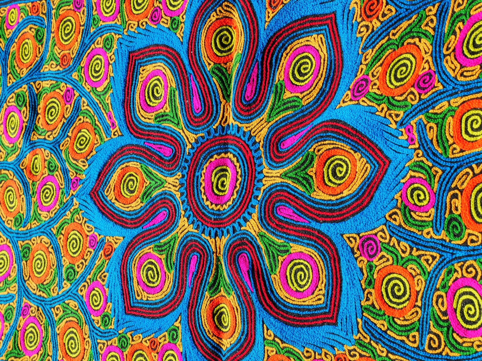 Vintage "Gabba" 4x7 wool rug mat - embroidery from Kashmir | meditation space rug - wall tapestry - The Shanti Home