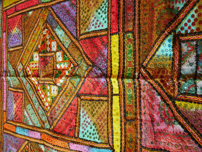 Boho bedding - embroidered bedspread | multicolor patchwork quilt | colorful Indian bedspread | bohemian hippie extra large wall decor - The Shanti Home