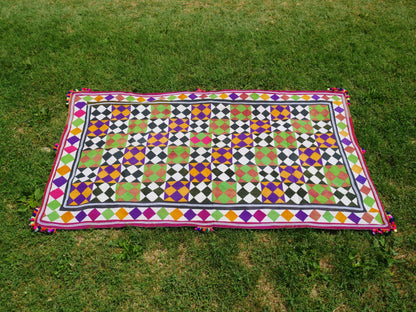 Vintage "Ralli" quilt - handmade tribal bed throw | rare patchwork quilt - Sindh Gypsies in Rajastan - The Shanti Home