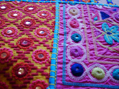Boho throw pillow - turquoise patchwork pillow cover - The Shanti Home