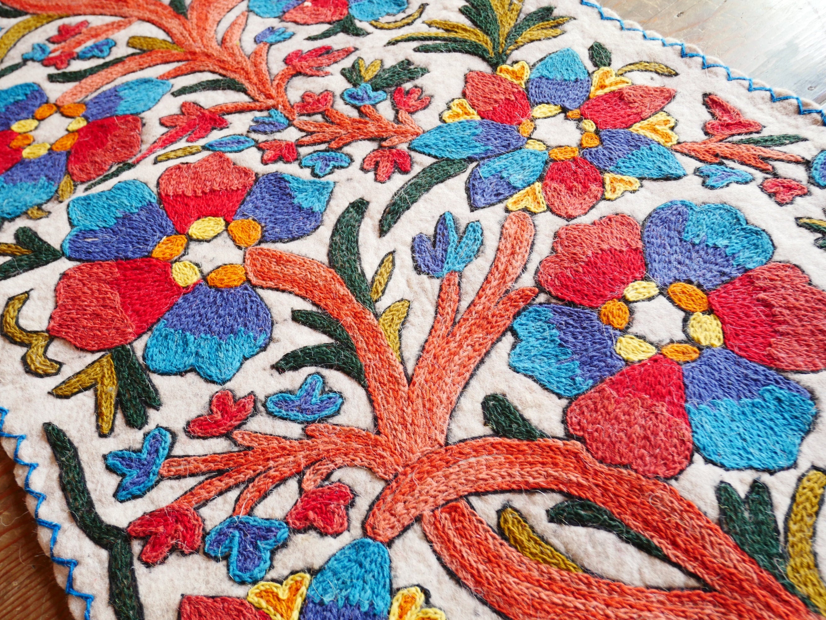 Yoga rug mat - runner rug - Kashmiri "Namda" wool felt rug 2x6 - The Shanti Home