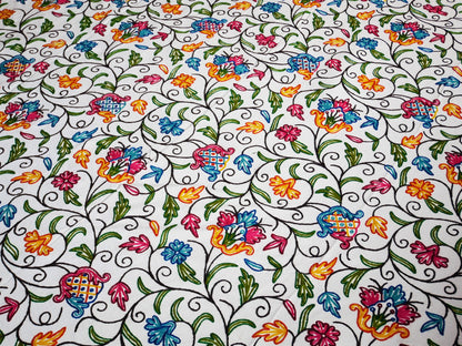 Bohemian bedding - luxury Indian bed throw | Kashmir Crewel embroidery - colorful bedspread, floral design - The Shanti Home