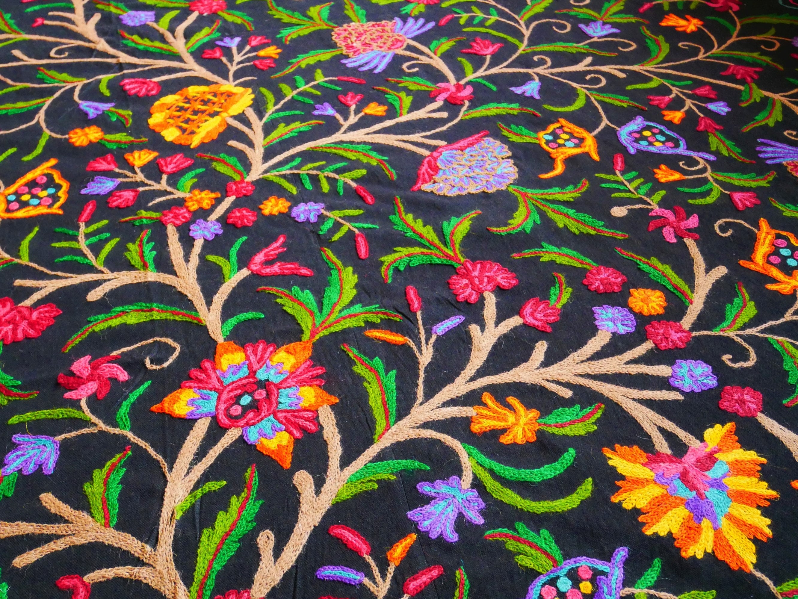 Bohemian luxury bedding "Dream of Kashmir" hand embroidered bed thow - The Shanti Home