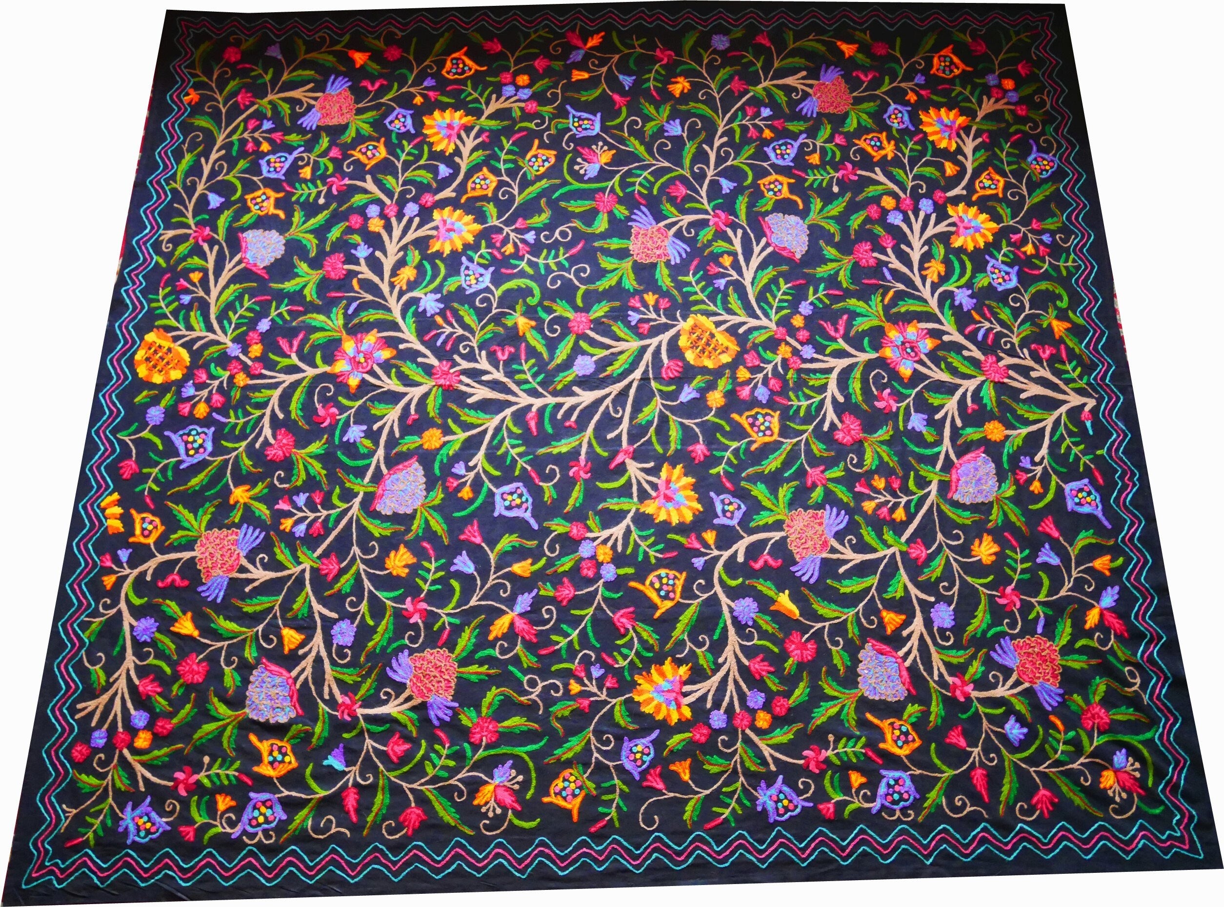 Bohemian luxury bedding "Dream of Kashmir" hand embroidered bed thow - The Shanti Home