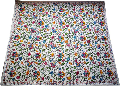 Bohemian bedding - luxury Indian bed throw | Kashmir Crewel embroidery - colorful bedspread, floral design - The Shanti Home