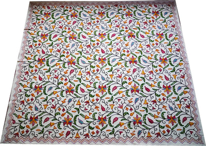 Hand embroidered Kashmiri bedspread - colorful crewel embroidery - large boho bed throw - The Shanti Home
