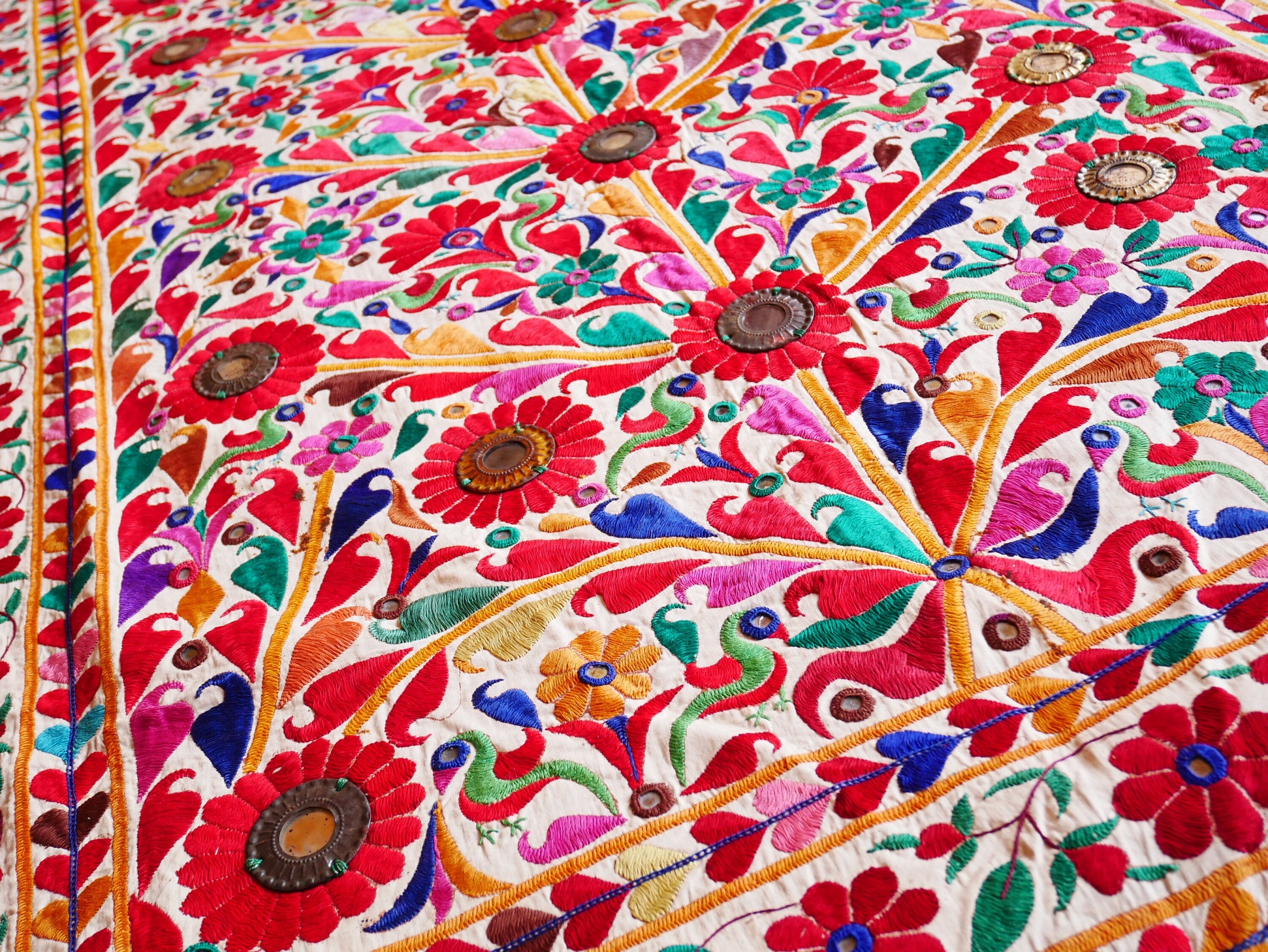 Tribal wedding decor | vintage bed throw - ceiling decor | authentic vintage Banjara embroidery - bohemian bedroom - one of  kind - The Shanti Home