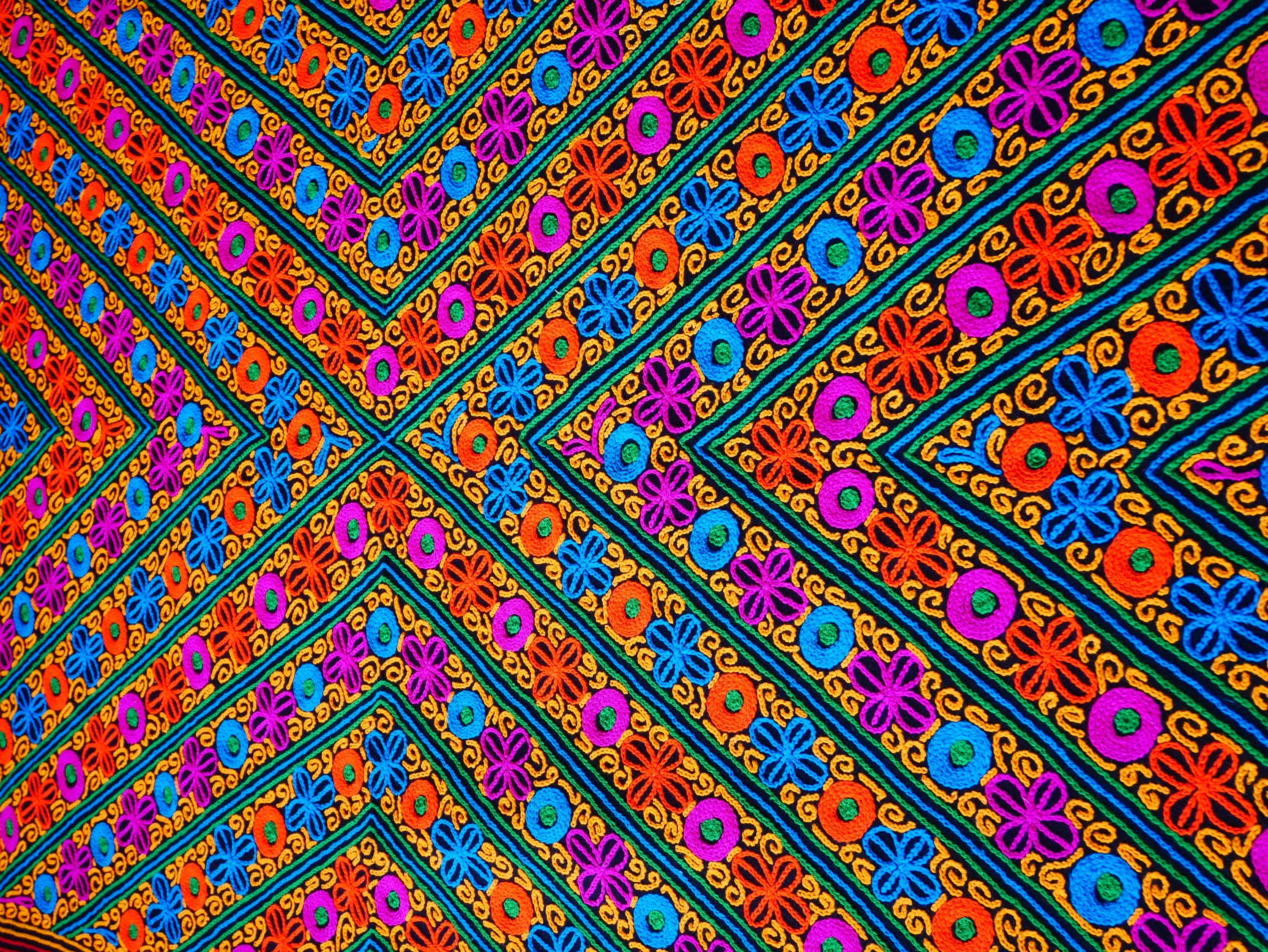 Colorful wool rug - handmade Kashmiri "Gabba" 6x9 wool rug blanket - embroidered floral rug throw - The Shanti Home