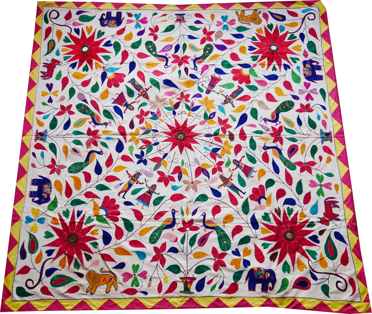 Boho wedding decor, Indian wall tapestry, ceiling decor | original vintage Banjara embroidery | hippie bed throw bohemian bedroom decor - The Shanti Home