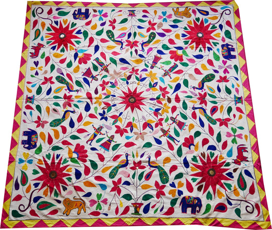 Boho Hochzeitsdekor, indischer Wandteppich, Deckendekor | original Vintage Banjara-Stickerei | Hippie-Bettüberwurf, böhmisches Schlafzimmerdekor