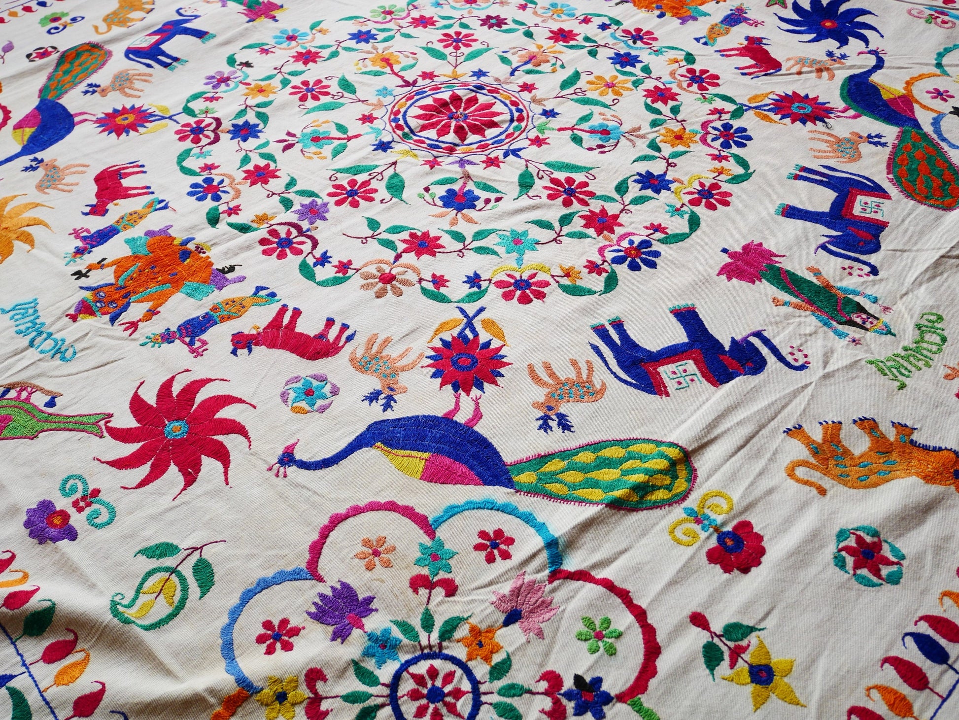 Authentic vintage wedding decor - boho bedding - Indian ceiling decor, wall hanging or bed throw- Banjara embroidery - The Shanti Home