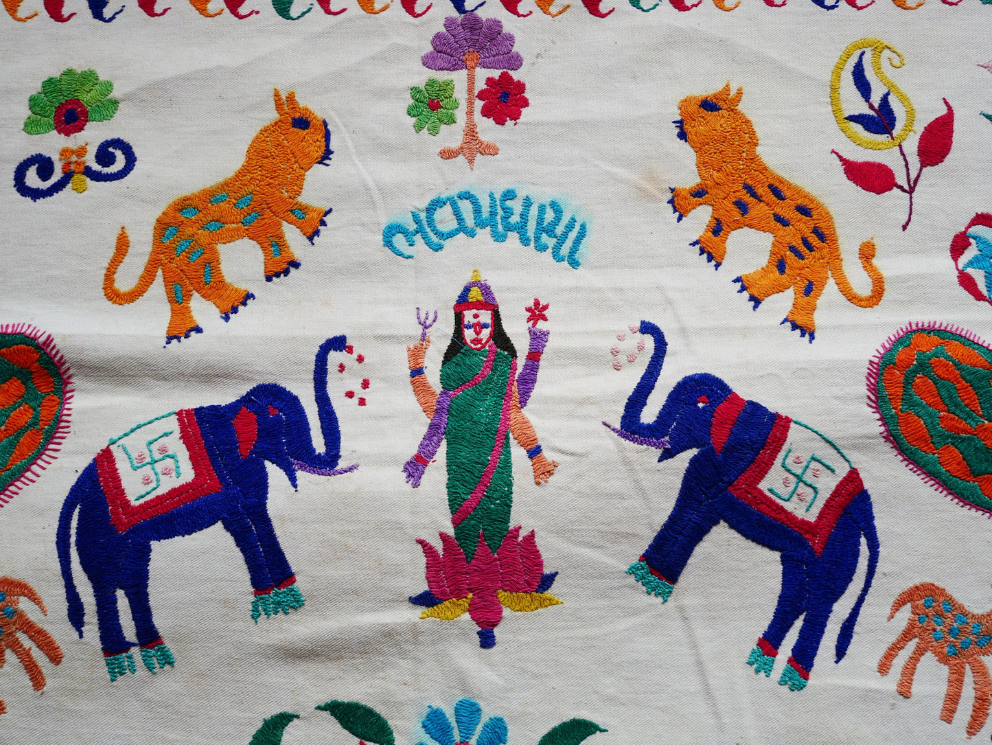 Authentic vintage wedding decor - boho bedding - Indian ceiling decor, wall hanging or bed throw- Banjara embroidery - The Shanti Home