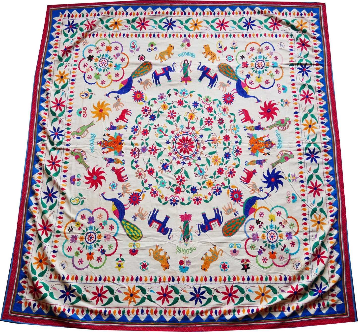 Authentic vintage wedding decor - boho bedding - Indian ceiling decor, wall hanging or bed throw- Banjara embroidery - The Shanti Home