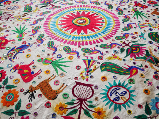 Boho Wandteppich, authentische indische Hochzeitsdekoration für böhmische Schlafzimmerdekoration | Vintage Banjara-Stickerei-Deckenwandbehang | Bettüberwurf