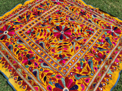 Boho wall hanging - Vintage tribal tapestry - Banjara embroidery | bohemian wall decor - ethnic wall art - hippie decor - Original textiles - The Shanti Home