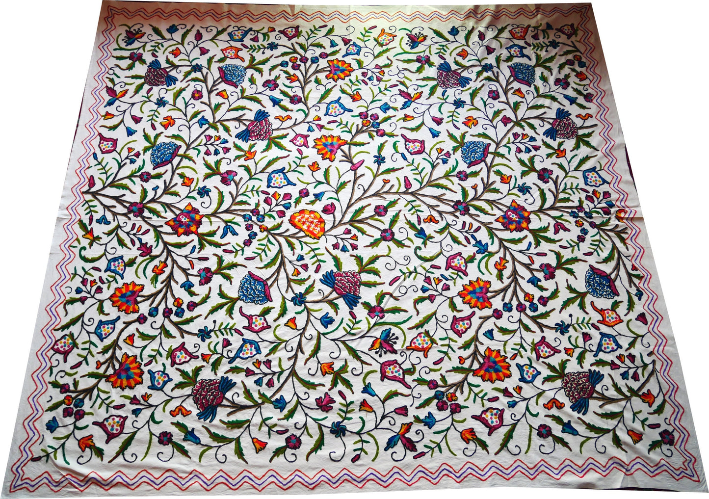 Bohemian bedding "Dream of Kashmir" hand embroidered bedspread double bed - The Shanti Home