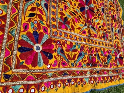 Boho wall hanging - Vintage tribal tapestry - Banjara embroidery | bohemian wall decor - ethnic wall art - hippie decor - Original textiles - The Shanti Home
