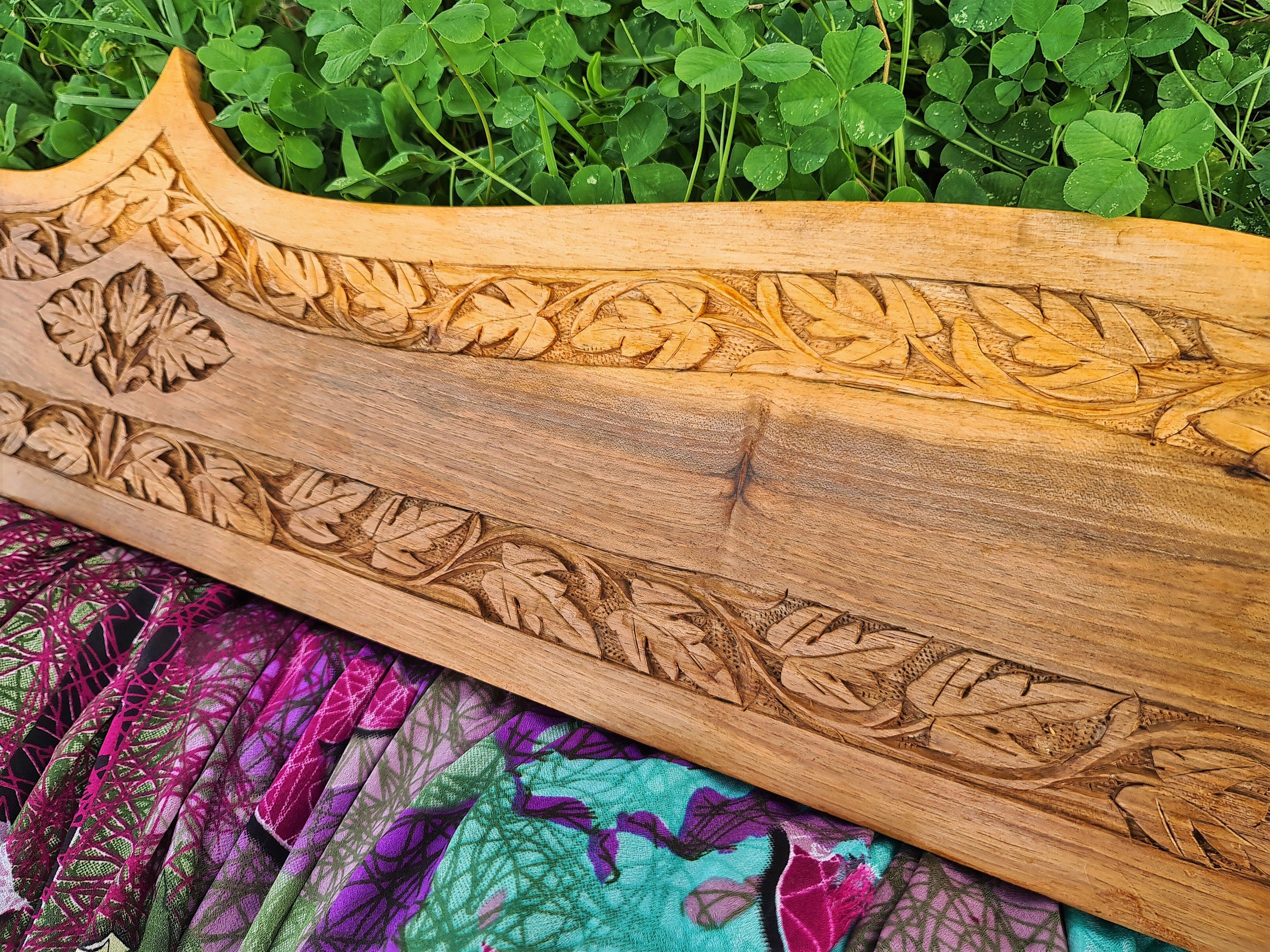 Kashmiri door - curtain walnut wood door topper - hand carved wood art - above bed wall decor - The Shanti Home