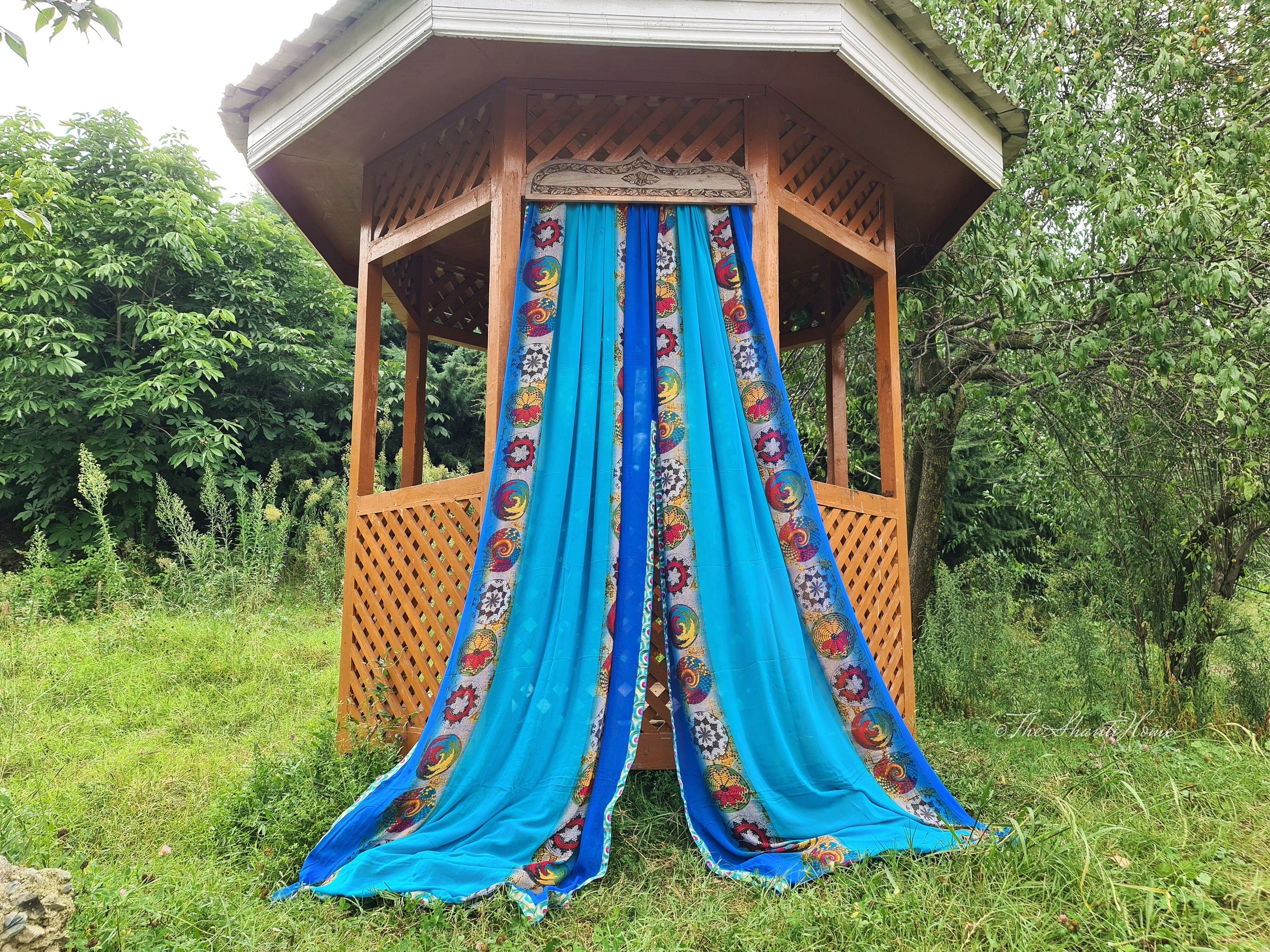 Kashmiri door - curtain walnut wood door topper - hand carved wood art - above bed wall decor - The Shanti Home