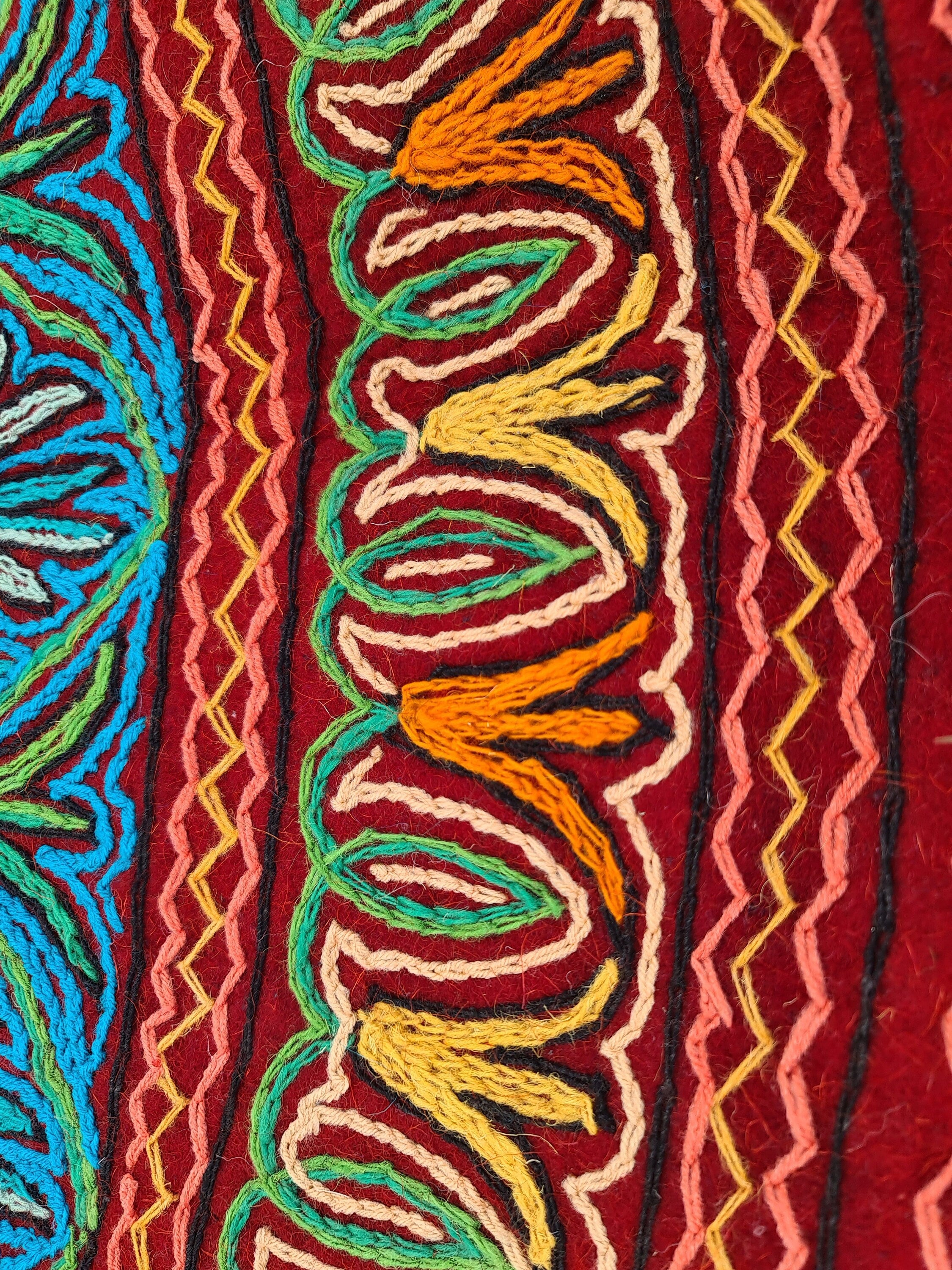5 ft "Namda" from Kashmir "Shanti Mandala" large round rug hand felted and embroidered | soft Indian area rug - bohemian bedroom carpet - The Shanti Home