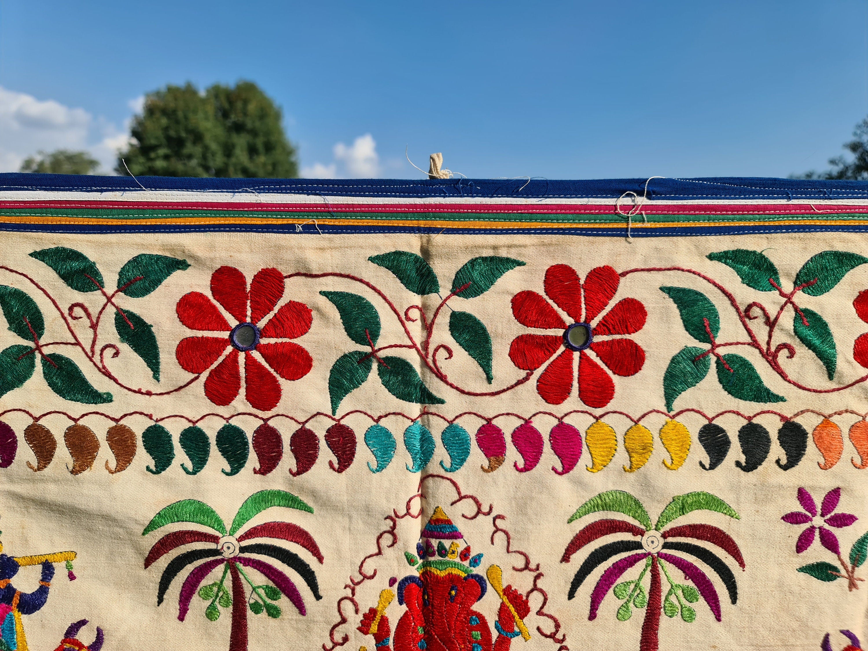 Vintage door valance - colorful Toran - Indian window topper | authentic tribal door decor | boho wall tapestry - bohemian curtain - The Shanti Home