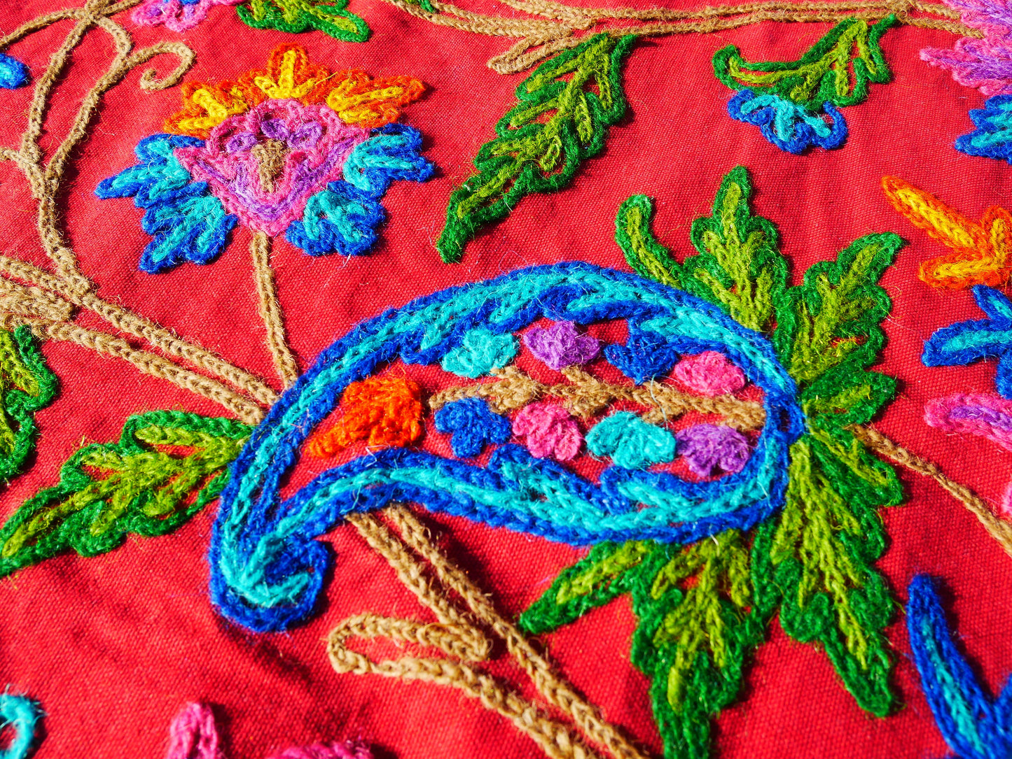 Boho bedding "Posh Dar" luxury bed cover from Kashmir - hand embroidered bedspread - The Shanti Home