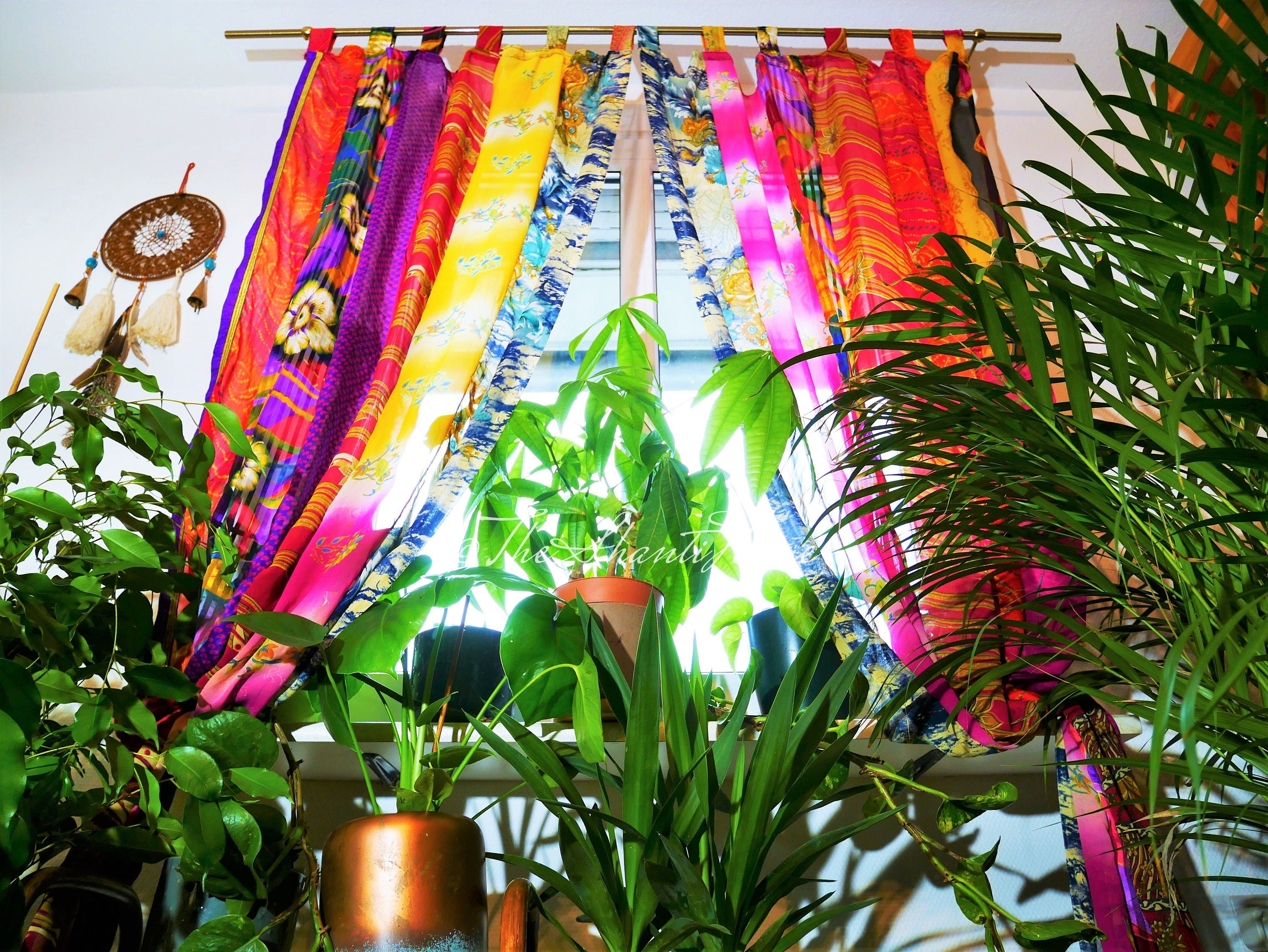 Boho saree curtains - door curtains multicolored - Hippie style curtain - The Shanti Home