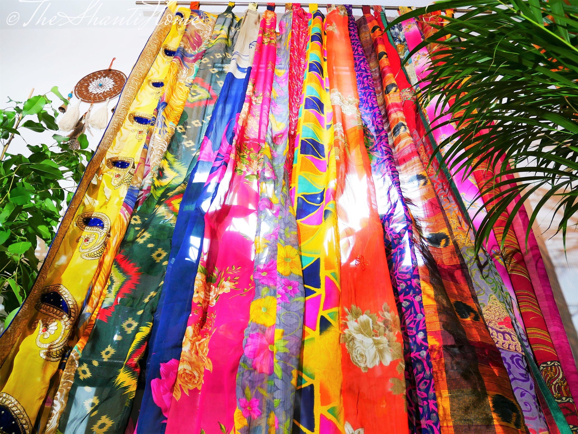 Boho saree curtains - door curtains multicolored - Hippie style curtain - The Shanti Home