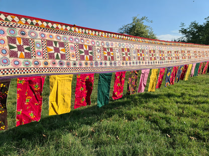 Large vintage door valance -13ft colorful Indian Toran - window topper | authentic Indian tribal wedding decor | boho bohemian wall decor - The Shanti Home