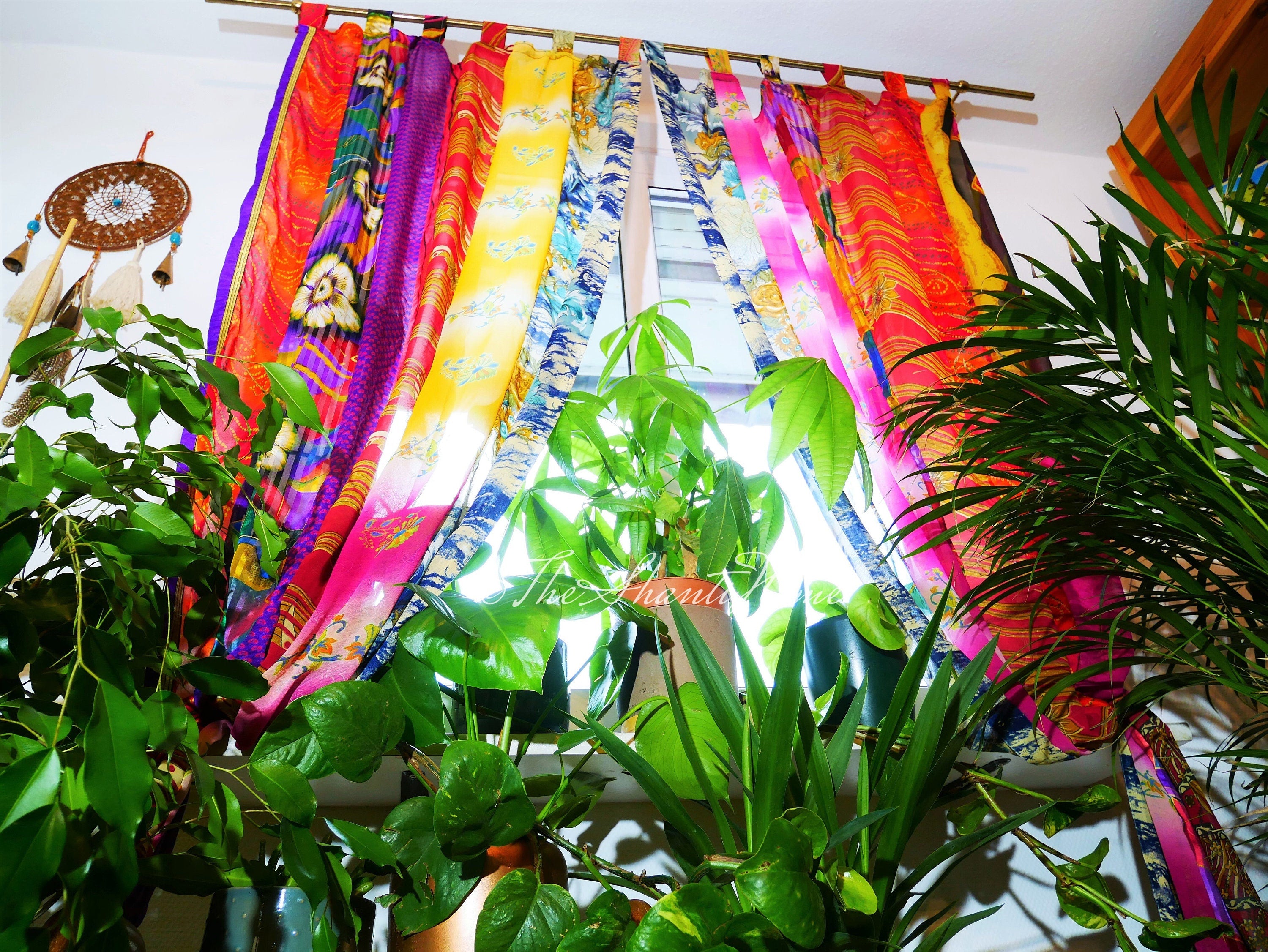 Boho saree curtains - door curtains multicolored - Hippie style curtain - The Shanti Home