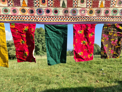 Large vintage door valance -13ft colorful Indian Toran - window topper | authentic Indian tribal wedding decor | boho bohemian wall decor - The Shanti Home